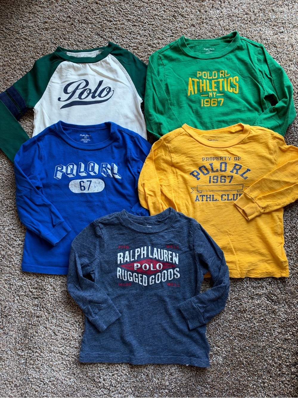 Polo Ralph Lauren Kids Long-Sleeve Logo Tees - Green, Yellow, Blue, Navy, White